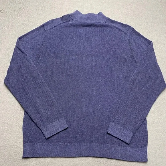 Tommy Bahama Sweater Mens‎ XL Blue 1/2 Zip Mock Neck Reversible Pima Cotton Knit - Picture 8 of 11